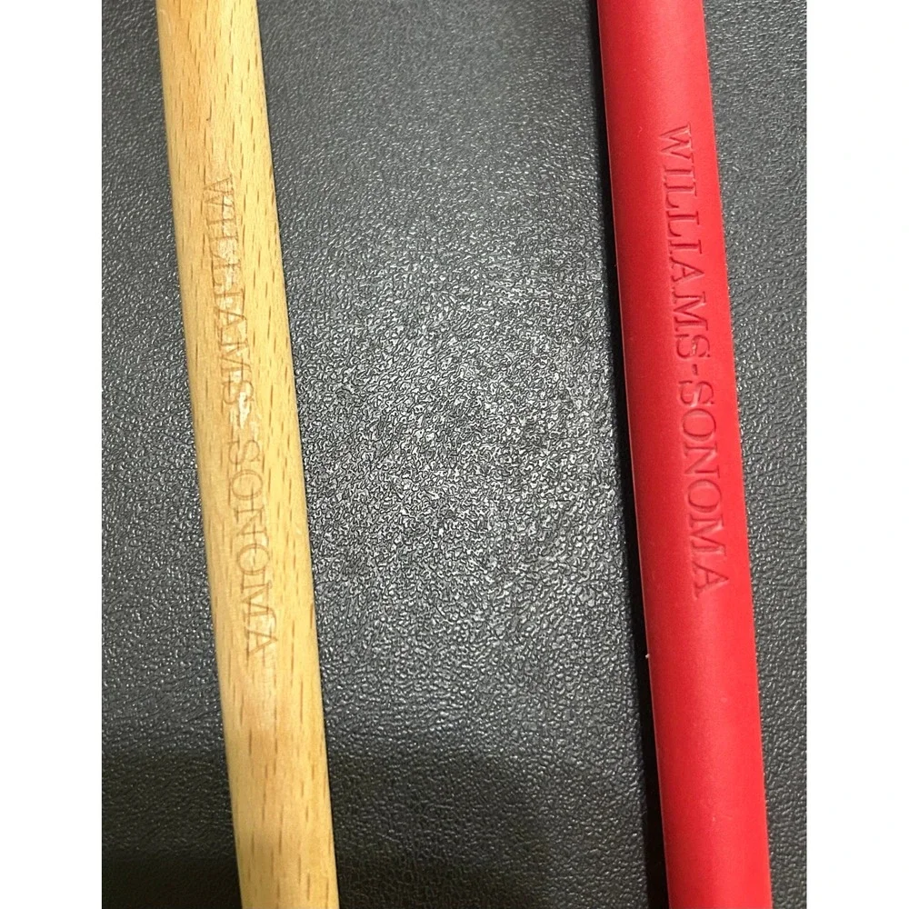 Williams Sonoma Spatula SET Red Silicone‎ & Wood 2pc Luxury Kitchen Tools